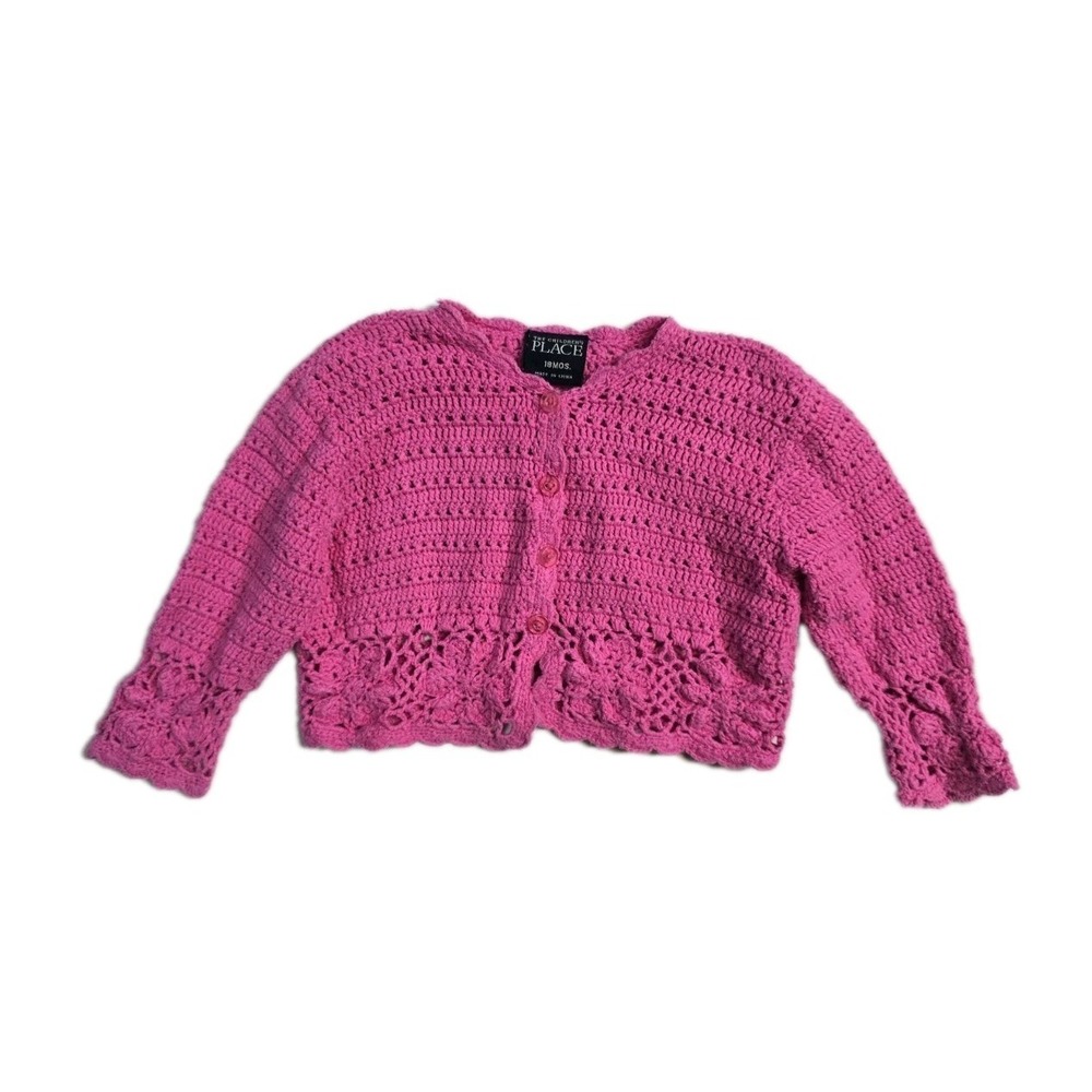 Children's Place Y2K Baby Girls  Crochet‎ Cardigan Pink 18 Months